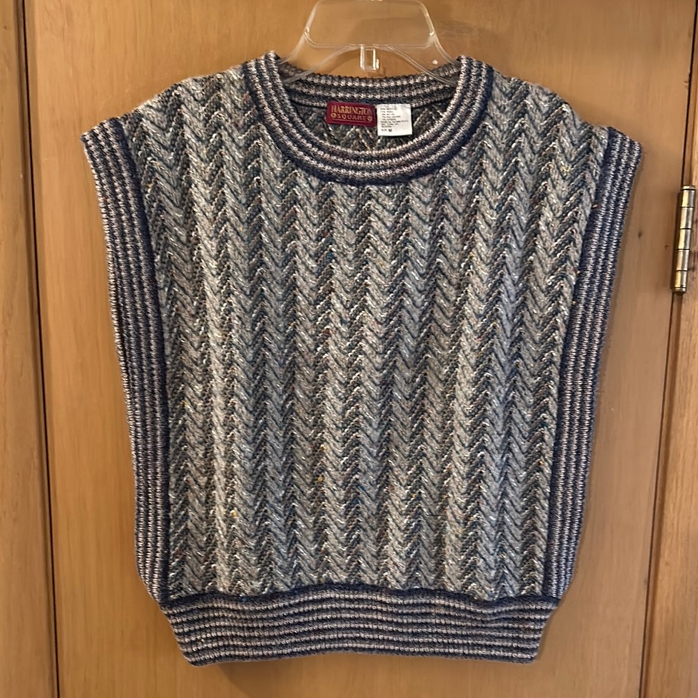 Vintage Blue and Gray Chevron Sweater